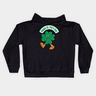 Happy Walking Four Leaf Clover Kids Hoodie